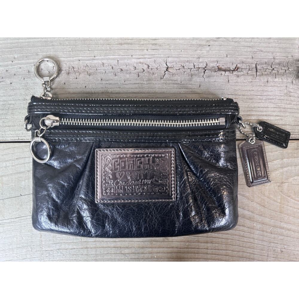 Y2K Coach Poppy Pouch Black Silver Mini Bag Glam Retro Classic NO STRAP